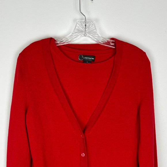 C by Bloomingdales Red Cashmere Cardigan Shell Sweater Set 2 Piece size Small - Picture 2 of 13
